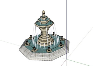 某景观圆形喷泉设计SU(草图大师)模型