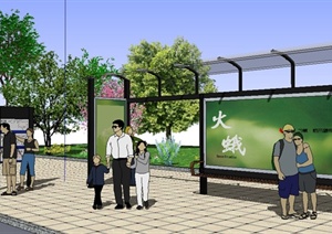 现代风格公交站台SU(草图大师)模型