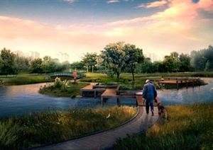 滨水绿地景观设计PSD效果图