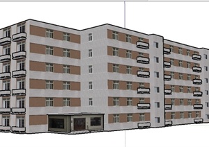六层办公楼建筑设计SU(草图大师)模型