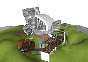 现代某风力发电厂建筑设计SU(草图大师)模型