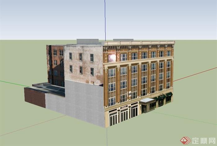 某欧式五层商住房建筑设计US模型(2)