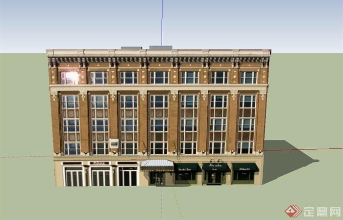 某欧式五层商住房建筑设计US模型(1)