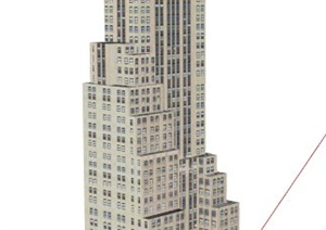 一栋高层商办综合大楼建筑设计SU(草图大师)模型