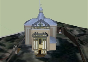 某古典欧式基督教堂建筑设计SU(草图大师)模型