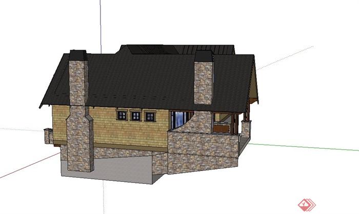 某两层山地住宅建筑设计SU模型(4)