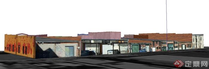 现代多层沿街商铺建筑设计su模型(2)