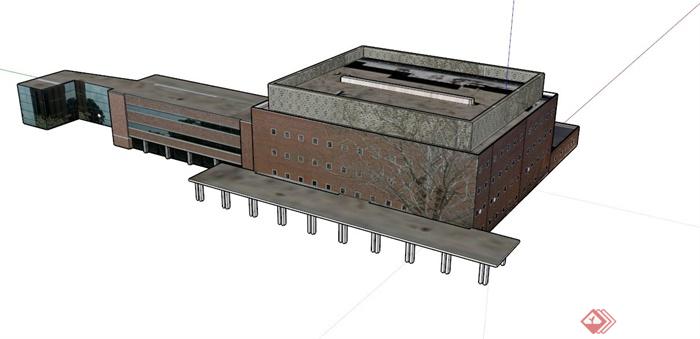 某栋办公楼建筑设计SU贴图模型1(1)