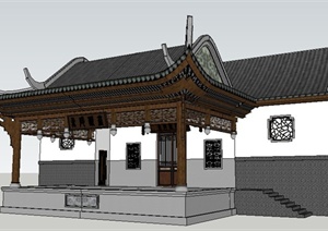 古典中式风格茶楼建筑设计SU(草图大师)模型