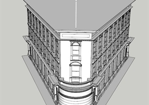 一栋澳新银行建筑设计SU(草图大师)模型