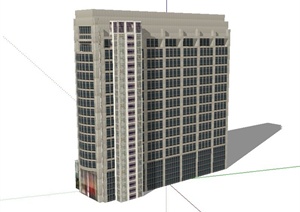 现代某高联排层商务酒店建筑设计SU(草图大师)模型