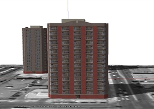 三栋市中心高层住宅建筑设计SU(草图大师)模型