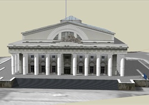 单层某州议会室建筑设计SU(草图大师)模型