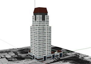 某高层银行办公大厦建筑设计SU(草图大师)模型