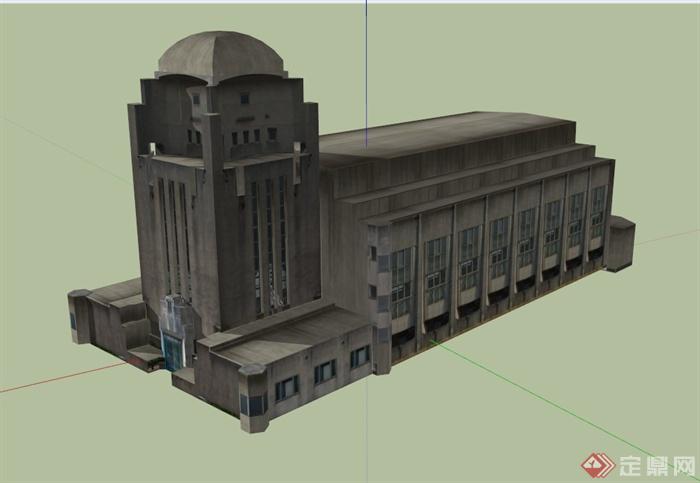 新古典酒店建筑设计SU模型(1)