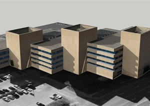 农业信贷银行大楼建筑设计SU(草图大师)模型