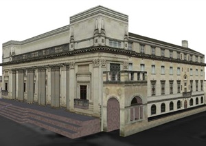 欧式风格议会大厅建筑设计SU(草图大师)模型
