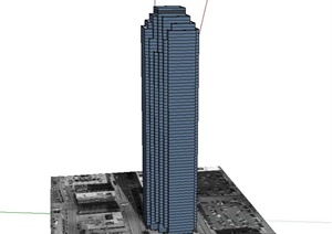 现代某高层银行建筑设计SU(草图大师)模型