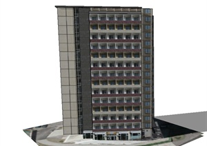 某13层口琴式学生宿舍建筑设计SU(草图大师)模型