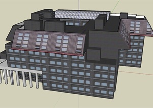 一栋现代办公综合建筑设计SU(草图大师)模型