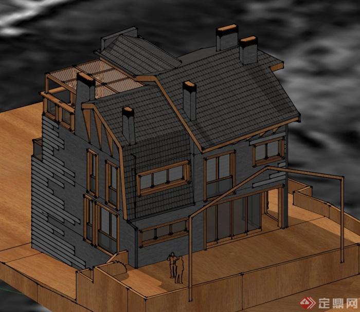 四层别墅建筑设计SU模型(1)