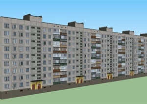 现代联排拼接住宅楼建筑设计SU(草图大师)模型