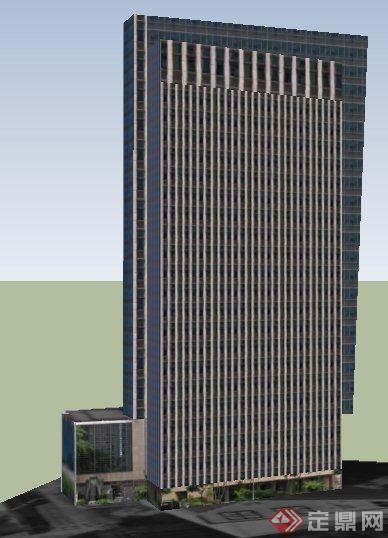 一栋现代高层办公中心建筑设计SU模型(2)