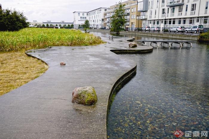 河流,水景,道路,平台,滨水景观