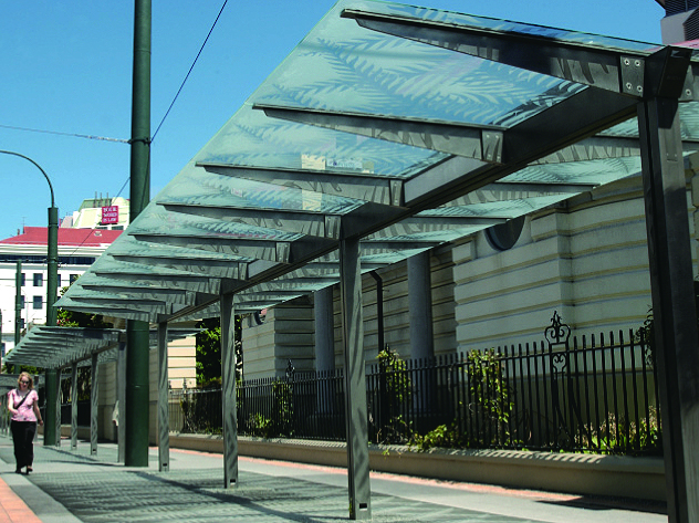 公交站台,玻璃廊架