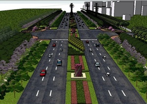 某城市道路景观设计SU(草图大师)模型