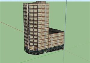 某L形电子商业大楼建筑设计SU(草图大师)模型