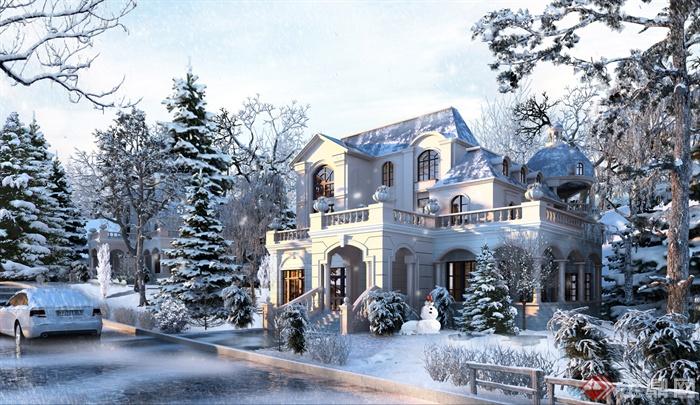 别墅,住宅建筑,雪景