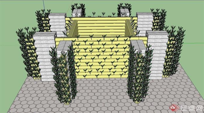 某方形植物墙设计US模型(2)