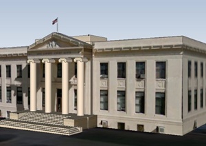 美式多层议会大厅建筑设计SU(草图大师)模型