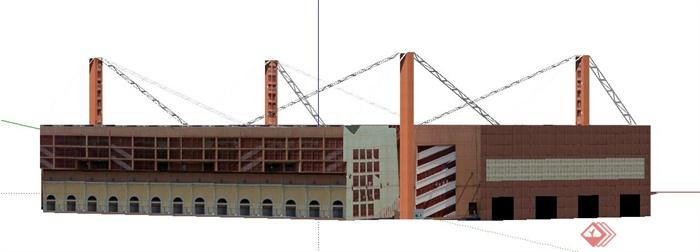 现代风格梅斯塔利亚球场建筑设计SU模型(1)