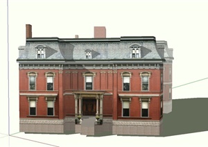某两层欧式校园建筑设计US模型