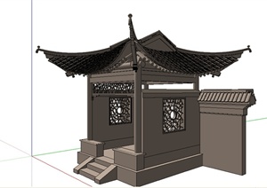 古典中式四角亭设计US模型