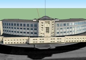 某多层弧形正义大厅建筑设计SU(草图大师)模型