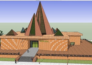 某地尖顶教堂建筑设计SU(草图大师)模型