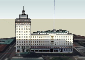 某L形高层商住房建筑设计SU(草图大师)模型