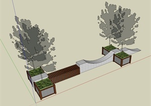 特色树池坐凳组合设计SU(草图大师)模型