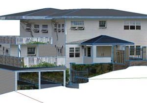 现代风格私人别墅建筑设计SU(草图大师)模型
