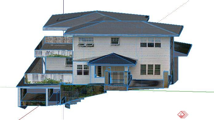 现代风格私人别墅建筑设计SU模型(3)