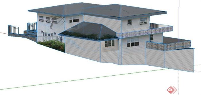 现代风格私人别墅建筑设计SU模型(2)