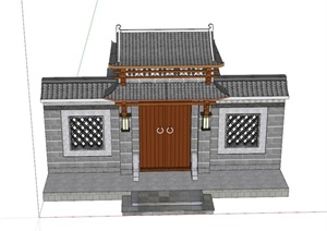 古中式庭院大门设计SU(草图大师)模型