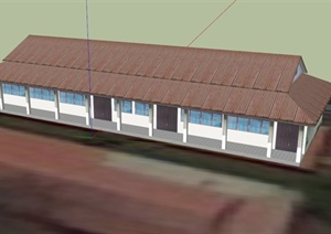 单层宿舍建筑设计SU(草图大师)模型