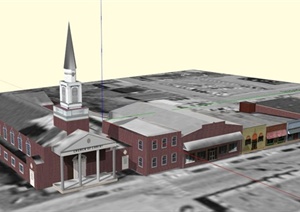 中心教堂建筑设计SU(草图大师)模型