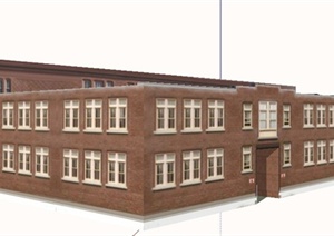 多层学院教学楼建筑设计SU(草图大师)模型