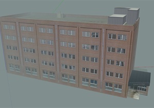 多层酒店建筑设计SU(草图大师)模型1