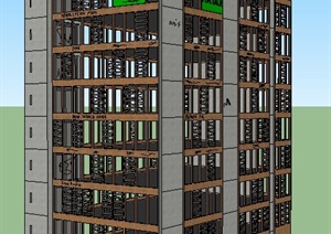 一栋十层废弃建筑设计SU(草图大师)模型